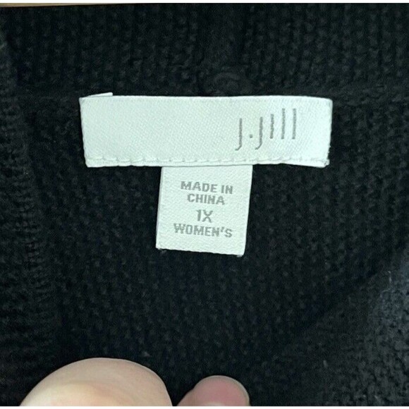 J. Jill Women’s 1X Wool Blend Knit Long Sleeve Cowl Neck Sweater Black Sequins - Picture 4 of 6